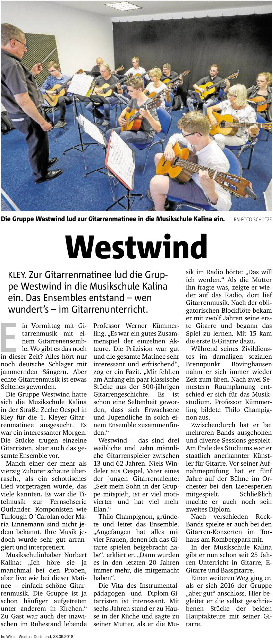 Gitarrenmatinee im Frühjahr 2016 in der Musikschule Norbert Kalina